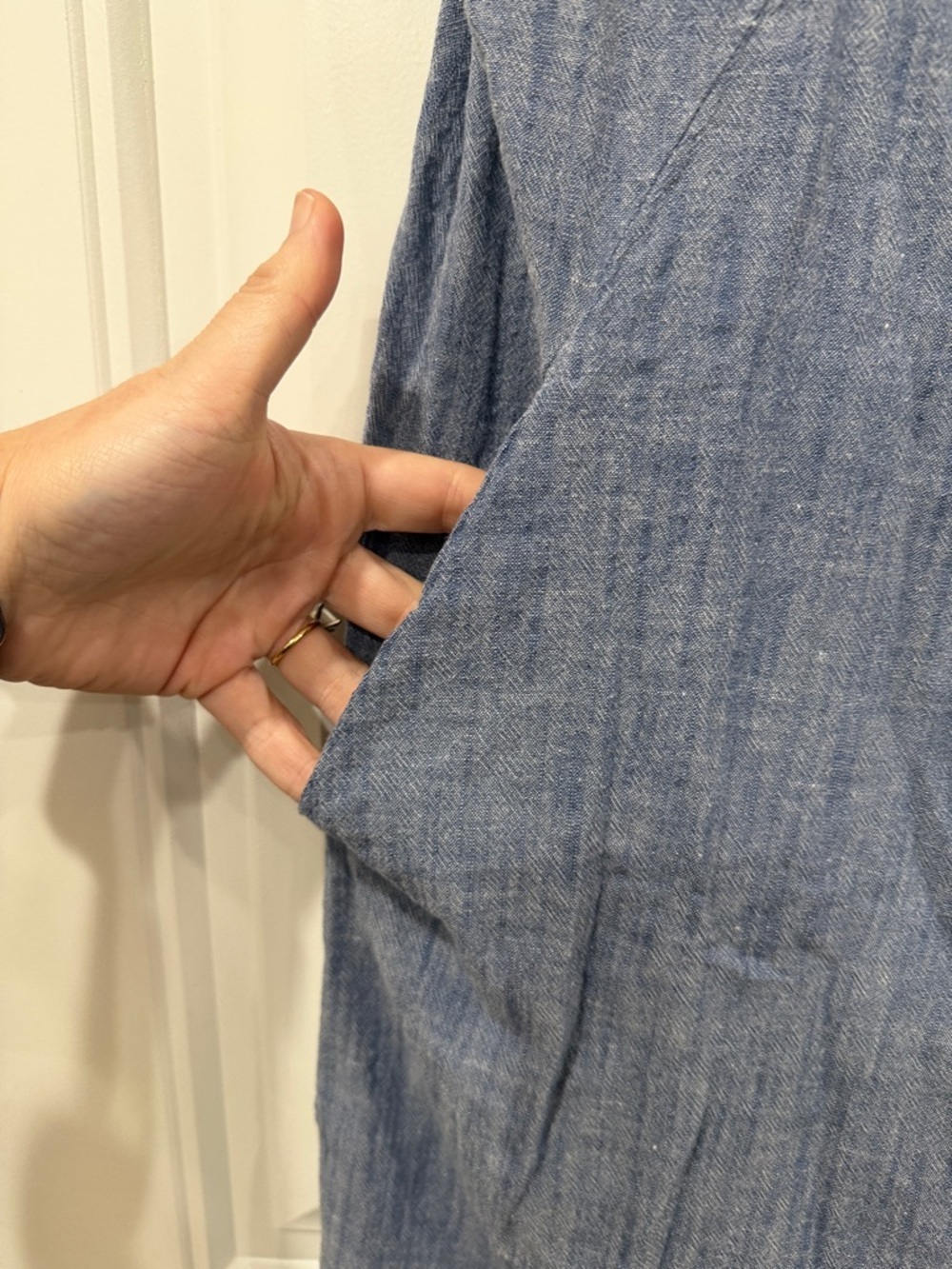 EUC Ariat Blue Sleeveless Chambray Dress with Tassel Neck - Picture 6 of 8